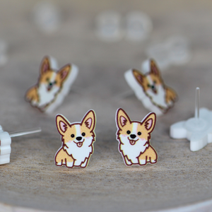 Corgi Studs Hypoallergenic Earrings for Sensitive Ears with Plastic Posts