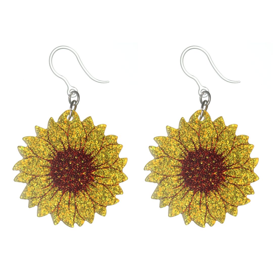 Glitter Sunflower Earrings (Dangles)