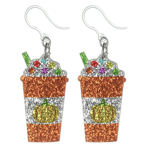 Glitter Pumpkin Spice Latte Earrings (Dangles)