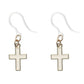 Gold Rimmed Cross Earrings (Dangles) - white