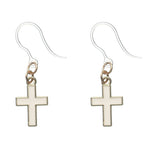 Gold Rimmed Cross Earrings (Dangles) - white