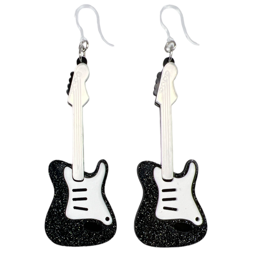Exaggerated Electric Guitar Earrings (Dangles)