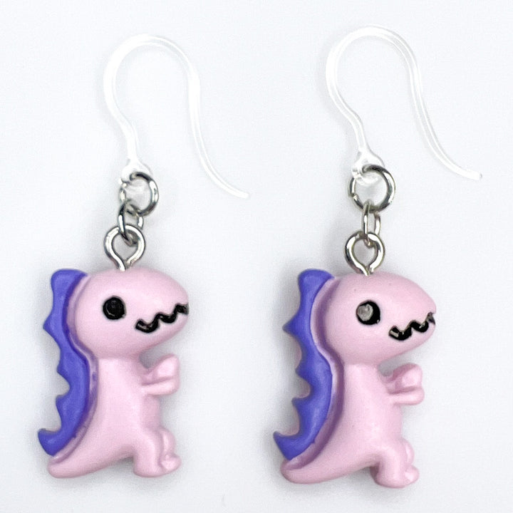 Colorful T-Rex Earrings (Dangles) - purple