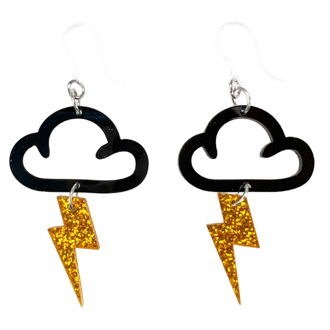 Exaggerated Lightning Cloud Earrings (Dangles)