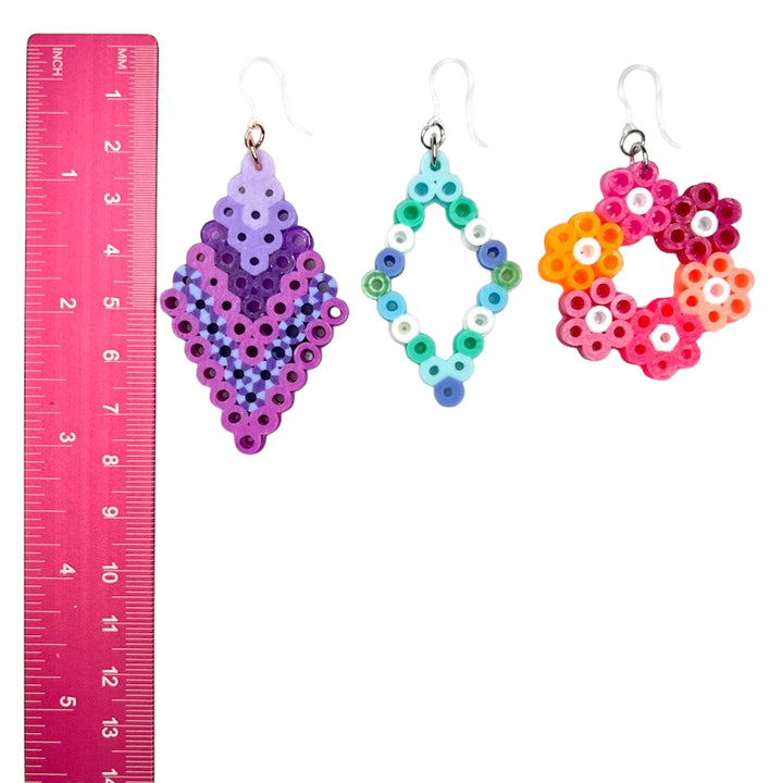 Perler Beads Earrings (Dangles) - size