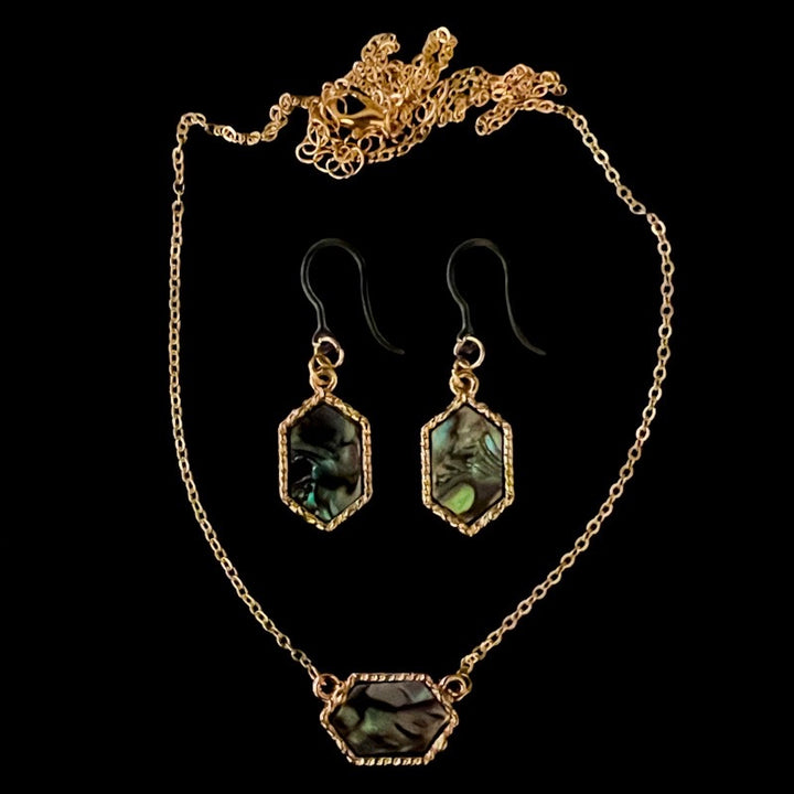Matching Abalone Earrings & Necklace (Dangles)