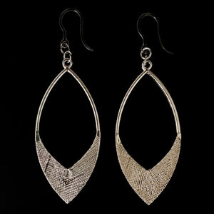 Textured Metallic Drop Earrings (Dangles) - teardrop silver