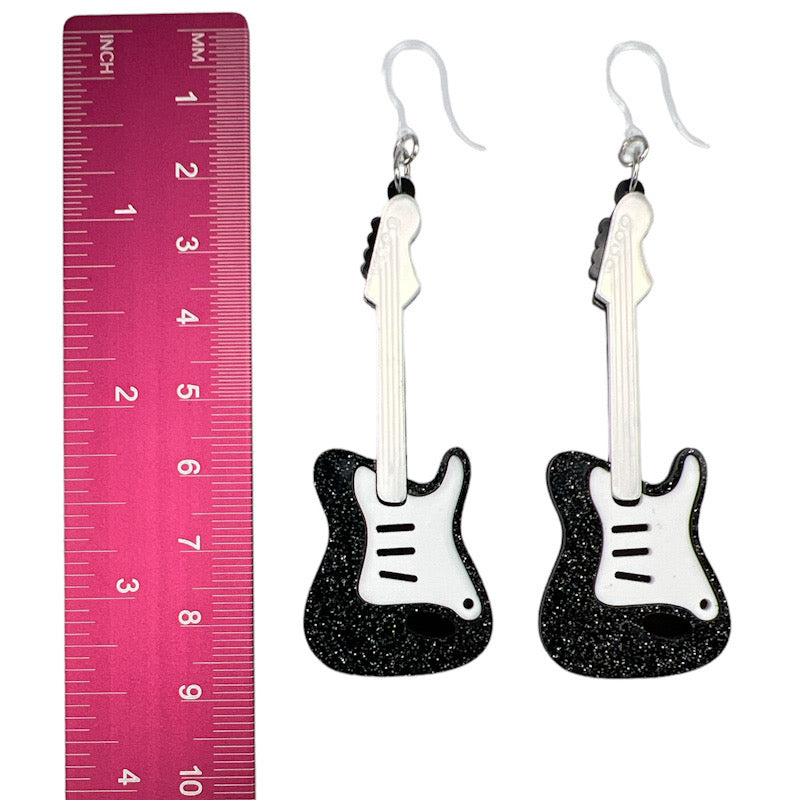 Exaggerated Electric Guitar Earrings (Dangles) - size