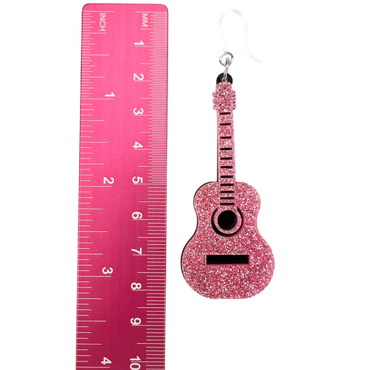 Exaggerated Guitar Earrings (Dangles) - size