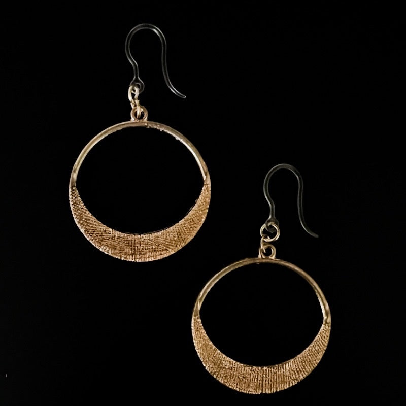 Textured Metallic Drop Earrings (Dangles) - circle gold