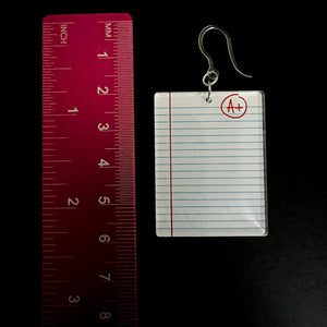 Exaggerated Notebook Paper Earrings (Dangles) - size