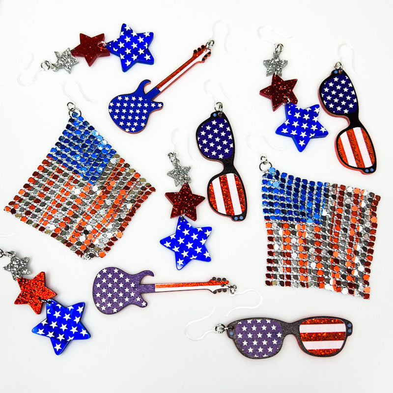 Various patriotic earrings