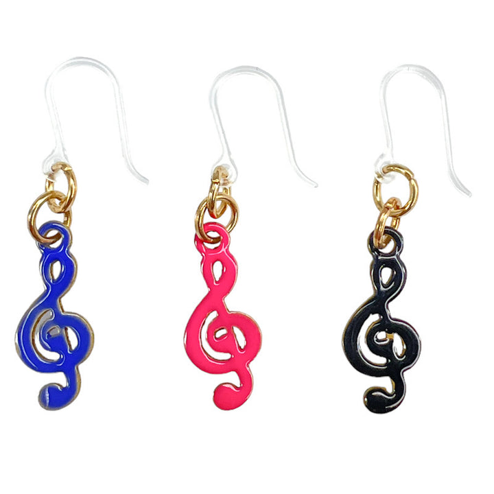 Painted Music Earrings (Dangles) - treble clef - all colors