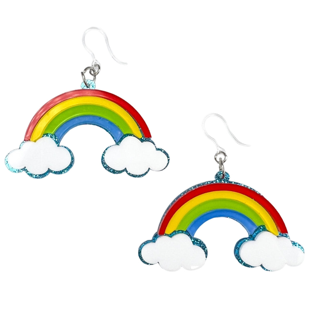 Exaggerated Rainbow Cloud Earrings (Dangles)