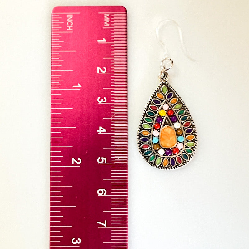 Colorful Aztec Stone Earrings (Dangles) - size