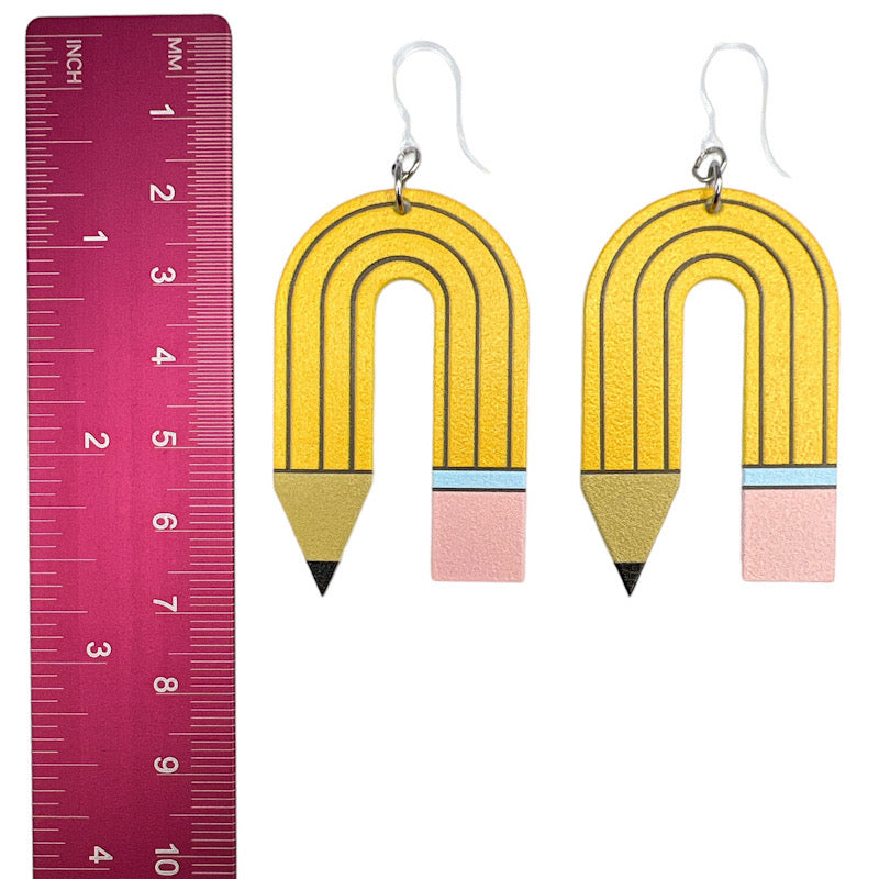 Exaggerated Bendy Pencil Earrings (Dangles) - size