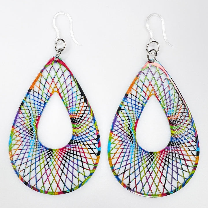 Multicolor Patterened Filigree Earrings (Dangles)