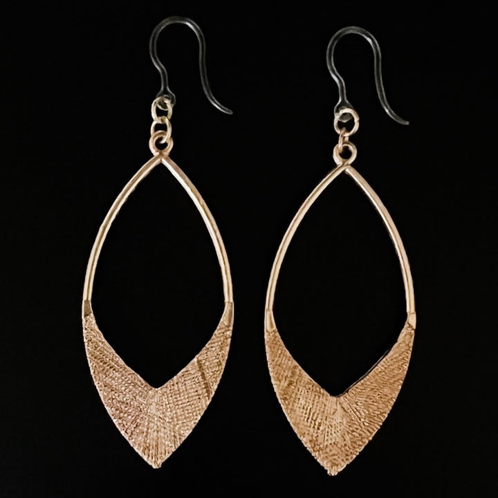 Textured Metallic Drop Earrings (Dangles) - teardrop gold
