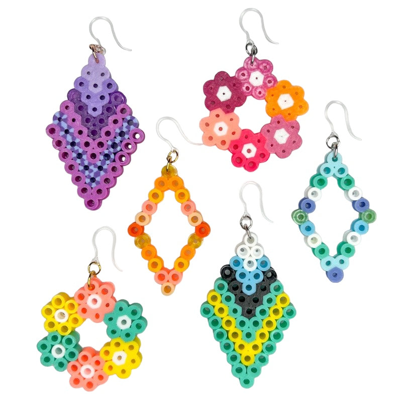 Perler Beads Dangles Hypoallergenic Earrings for Sensitive Ears Made with Plastic Posts Sunshine