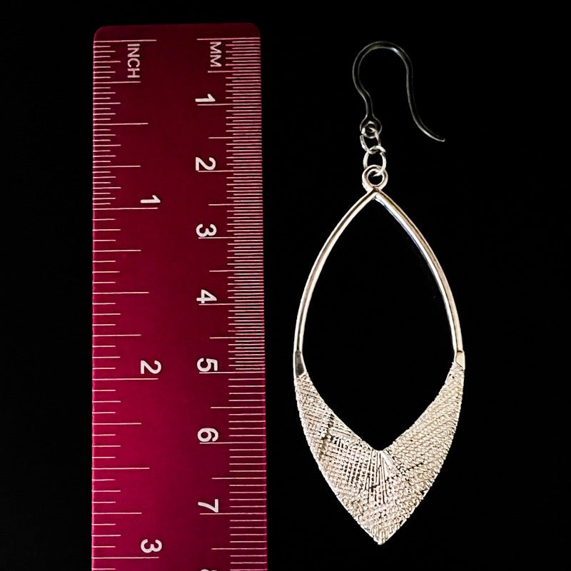Textured Metallic Drop Earrings (Dangles) - teardrop size