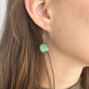 Glass Van Gogh Irises Dangles Hypoallergenic Earrings for Sensitive Ears with Plastic Posts