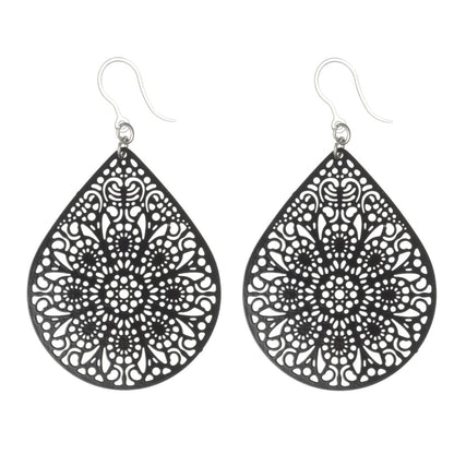 Joyful Tear Earrings (Dangles) - black