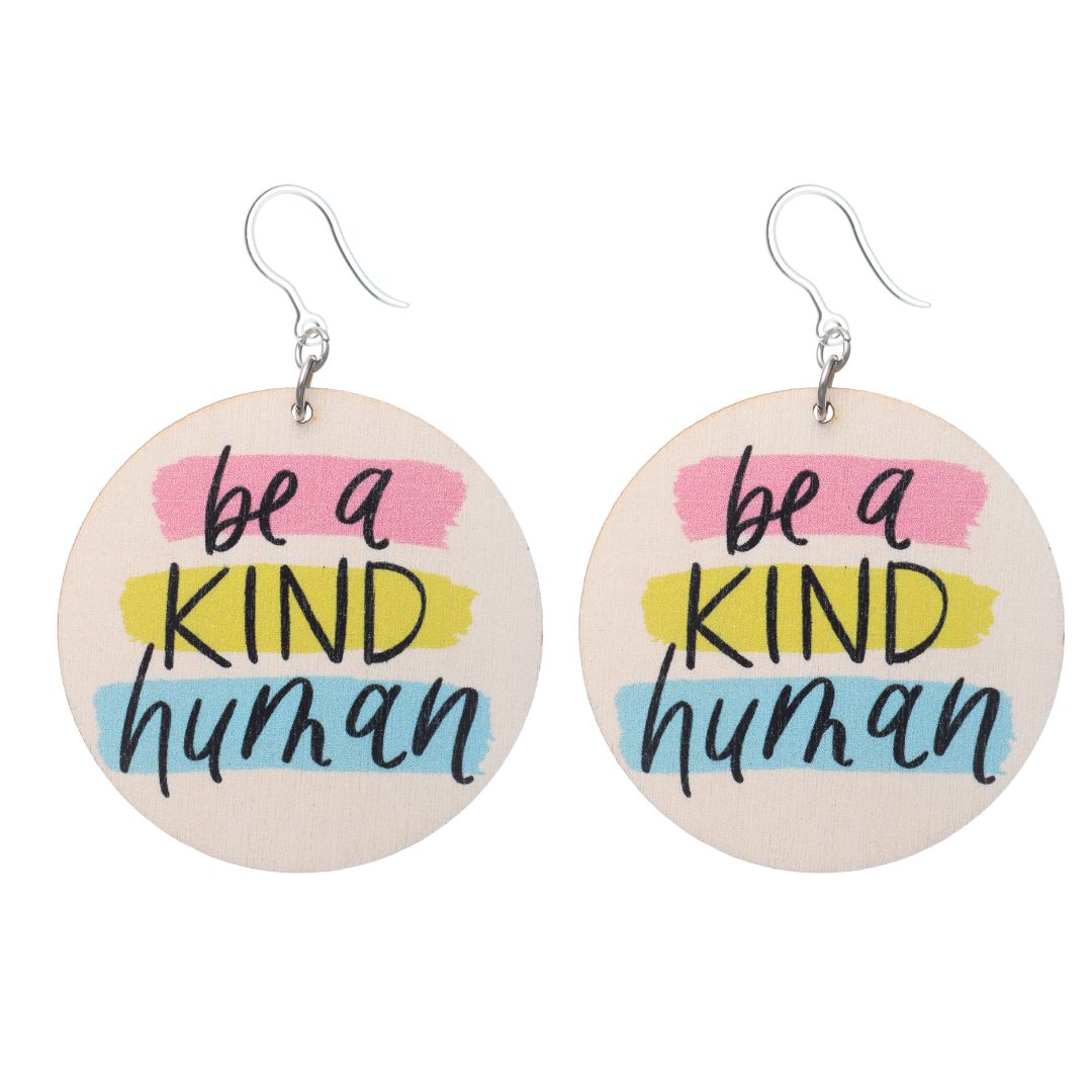 Be A Kind Human Dangles Hypoallergenic Earrings for Sensitive Ears Made with Plastic Posts