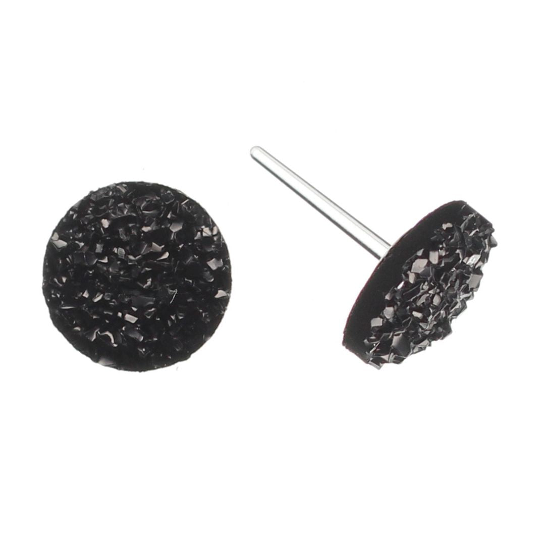 Medium Faux Druzy Earrings (Studs) - black