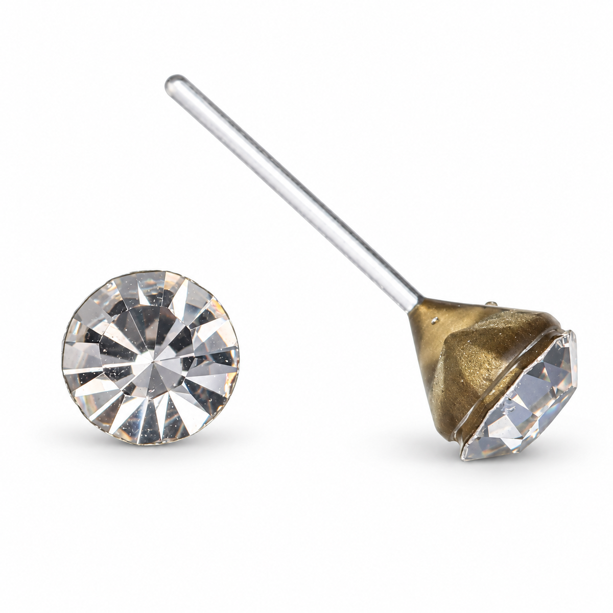 Petite Faux Diamond CZ Studs Plastic Post Earrings for Sensitive Ears