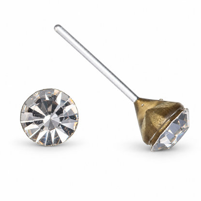 Petite Faux Diamond CZ Studs Plastic Post Earrings for Sensitive Ears