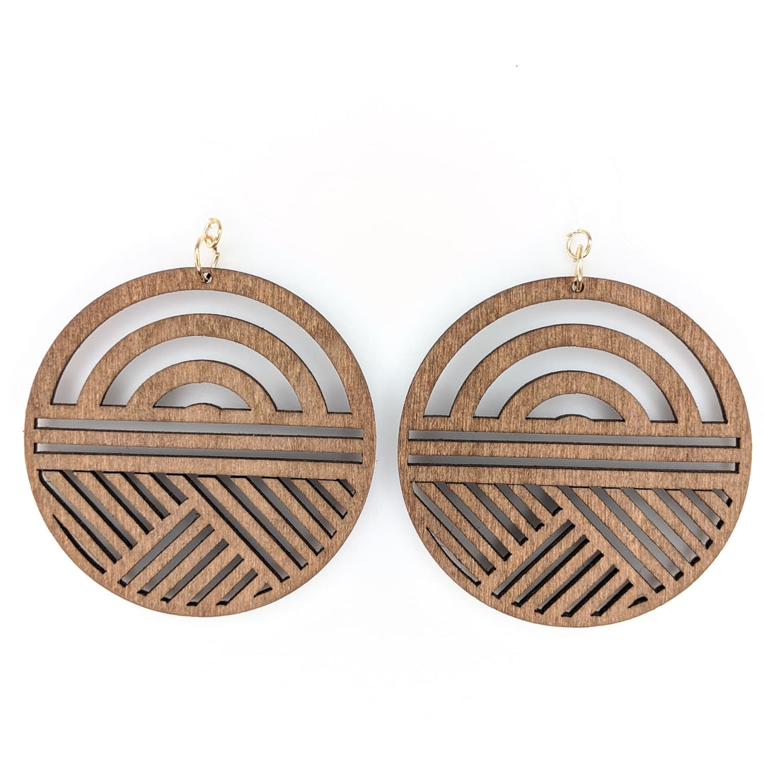 Wooden Sunrise Earrings (Dangles)