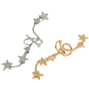 Falling Stars Ear Cuff Earring - silver and gold