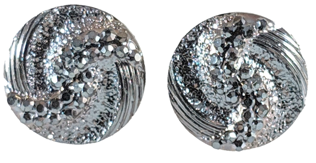 Metallic Swirl Earrings (Studs) - gunmetal grey