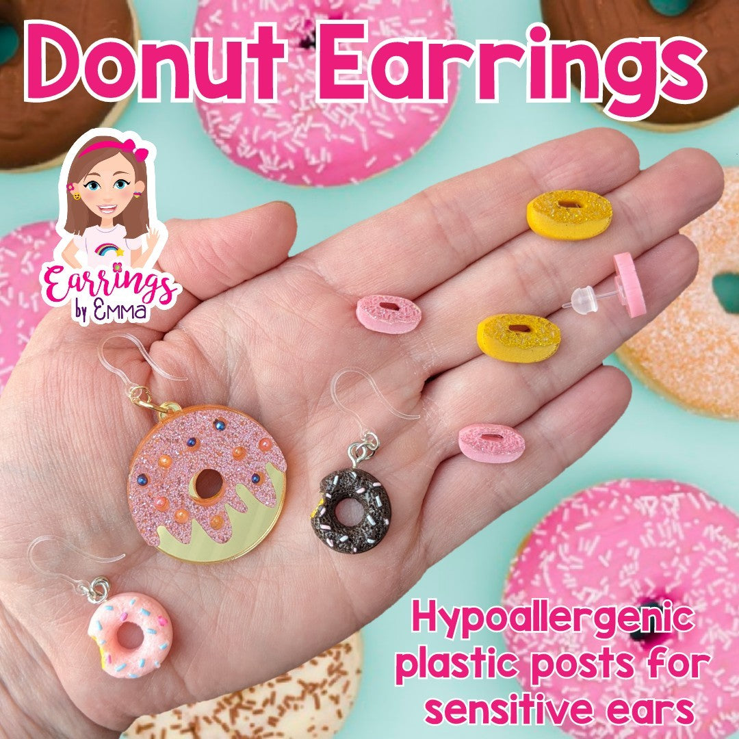 Exaggerated Donut Dangles Hypoallergenic Earrings for Sensitive Ears Made with Plastic Posts