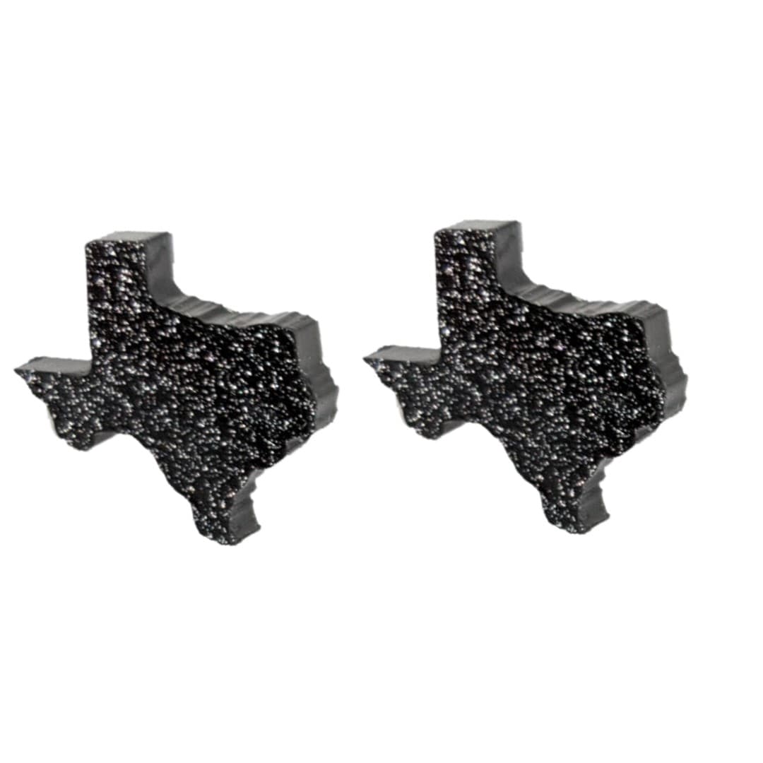 Glitter Texas Earrings (Studs) - black