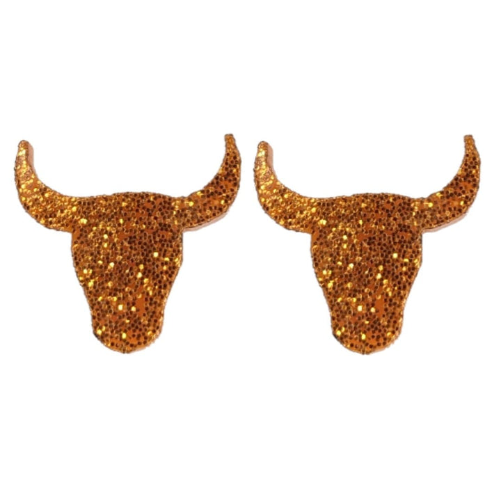 Glitter Longhorn Earrings (Studs) - orange