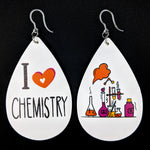 I Love Chemistry Earrings (Teardrop Dangles)