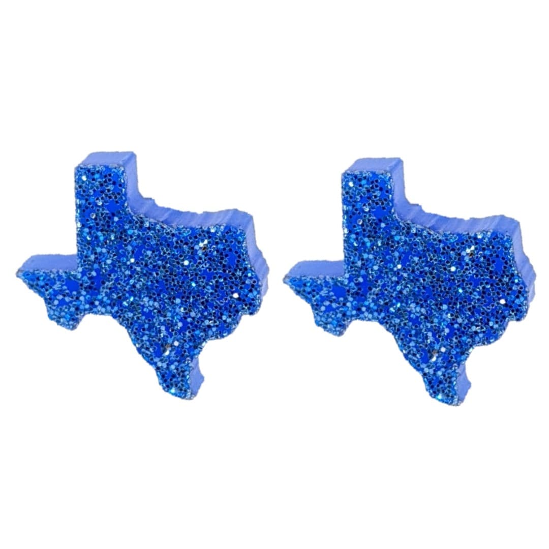 Glitter Texas Earrings (Studs) - blue