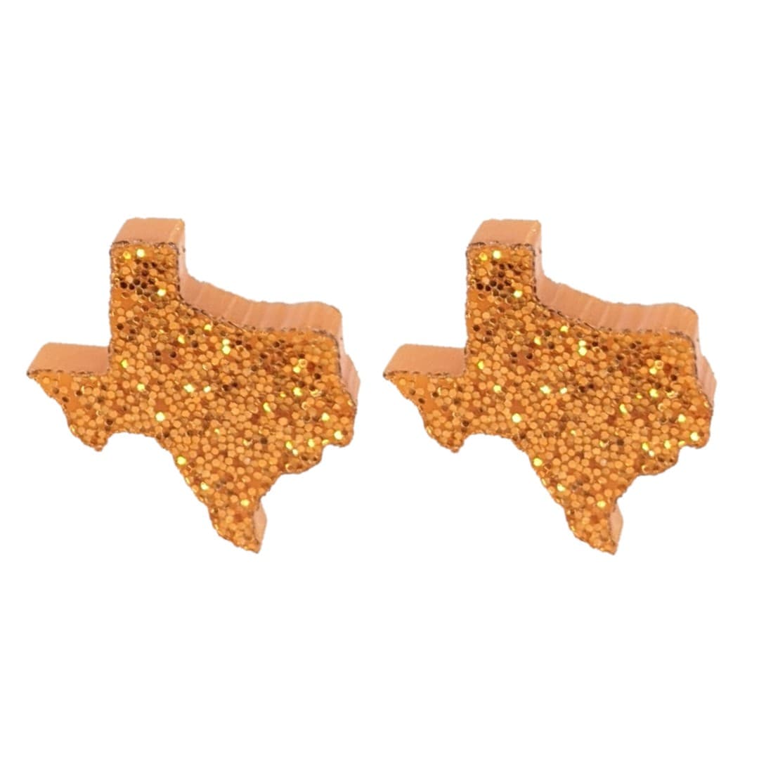 Glitter Texas Earrings (Studs) - orange