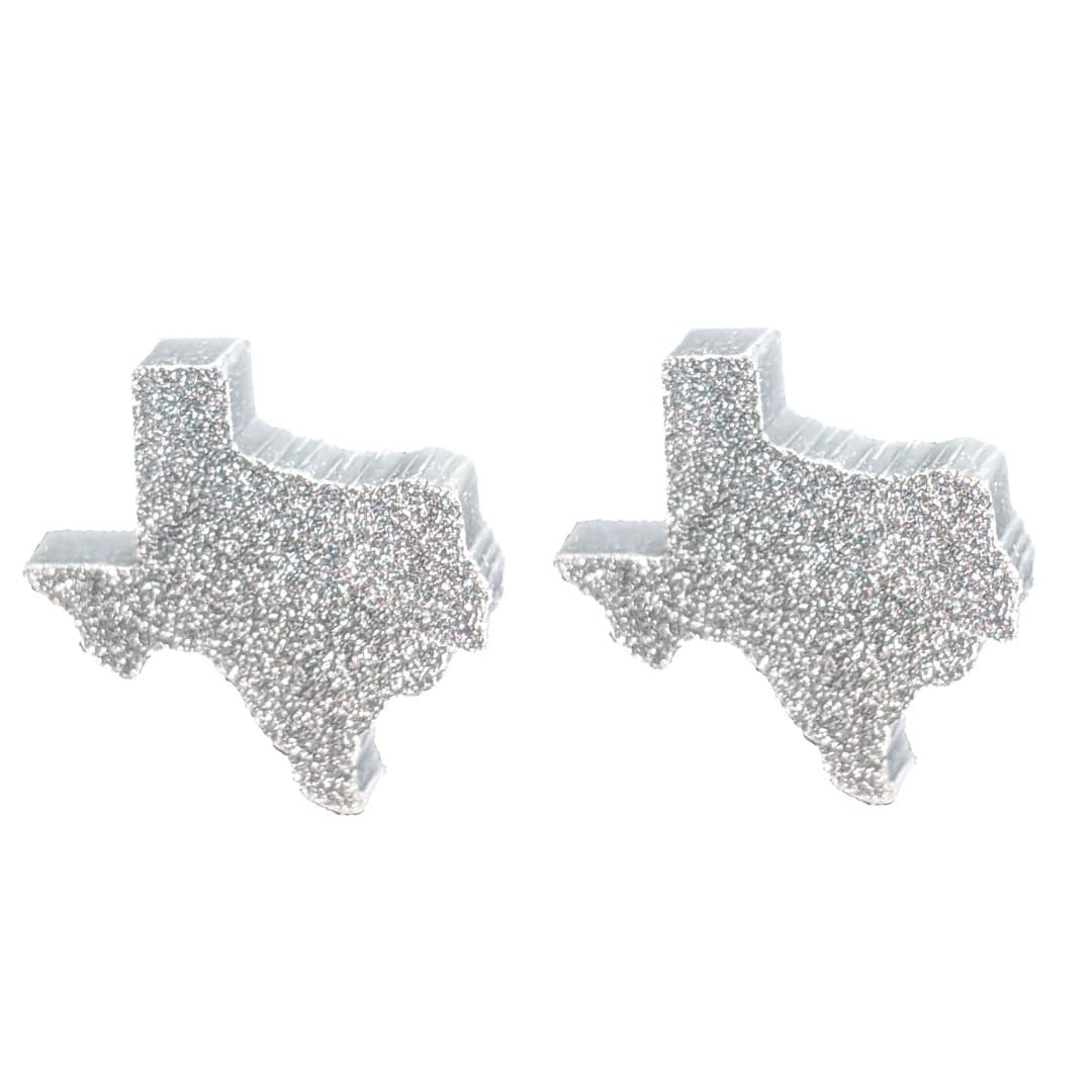 Glitter Texas Earrings (Studs) - silver
