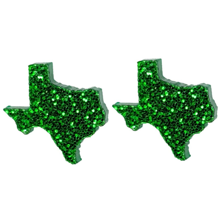 Glitter Texas Earrings (Studs) - green