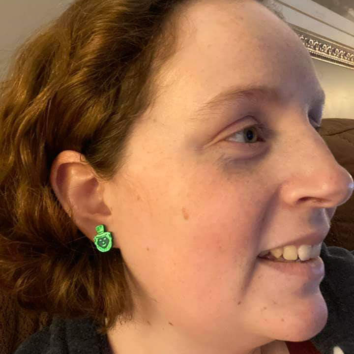 Leprechaun Earrings (Studs) - size comparison happy customer