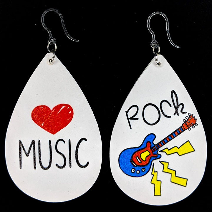 Rock Music Earrings (Teardrop Dangles) - various colors