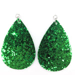 Glitter Teardrop Earrings (Teardrop Dangles) - green