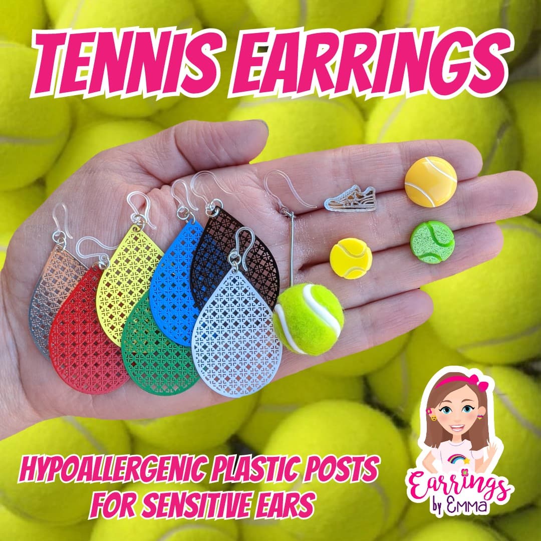 Various Tennis Earrings - size comparison hand