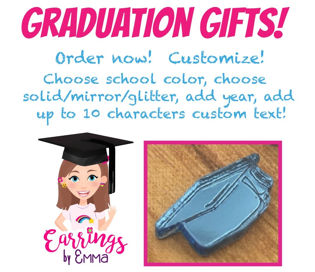 Graduation Cap Earrings (Studs) - customizable