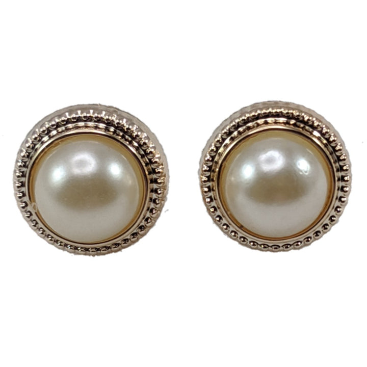 Gold Braided Pearl Earrings (Studs) - 12mm