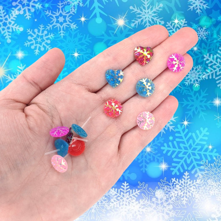 Snowflake Heart Earrings (Studs) - size comparison hand