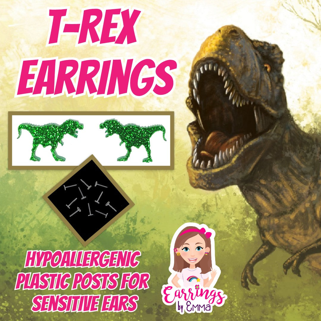 T-Rex Earrings (Studs) - hypoallergenic plastic posts