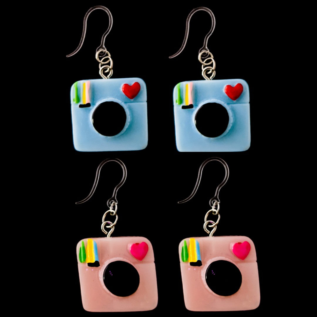 Retro Camera Earrings (Dangles) - all colors